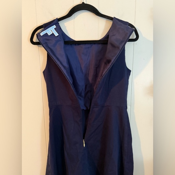 Draper James Love Circle Dress Womens 4 Navy Blue Sleeveless Zip Back - Picture 5 of 9